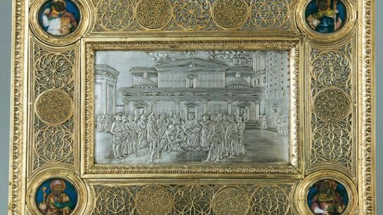 Florentine goldsmith, Christ Casting Out a Demon, c. 1450-60 plaque: silver; frame: silver gilt; translucent enamels on a repoussé relief, 15 x 18.7 x 0.45 cm Paris, Musée du Louvre, Département des Objets d’art, inv. OA 5962