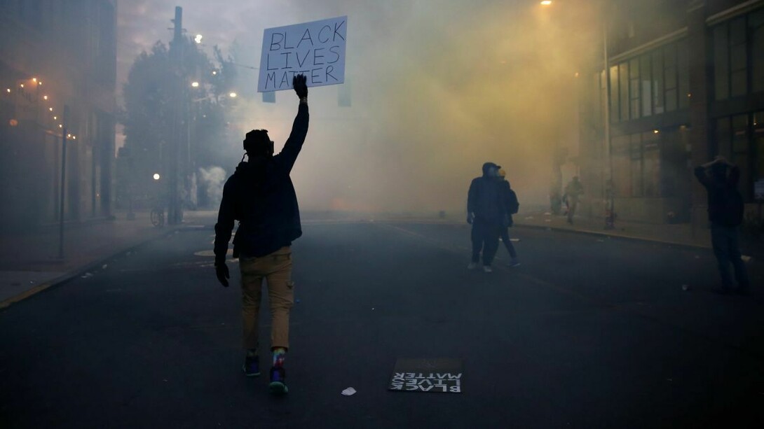 Protester against racism