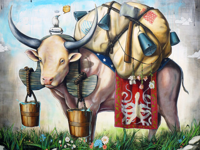 The Funky Ferndale Art Fair, painting in exhibition. Courtesy of The Funky Ferndale Art Fair