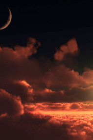 Amanecer con la luna en el cielo