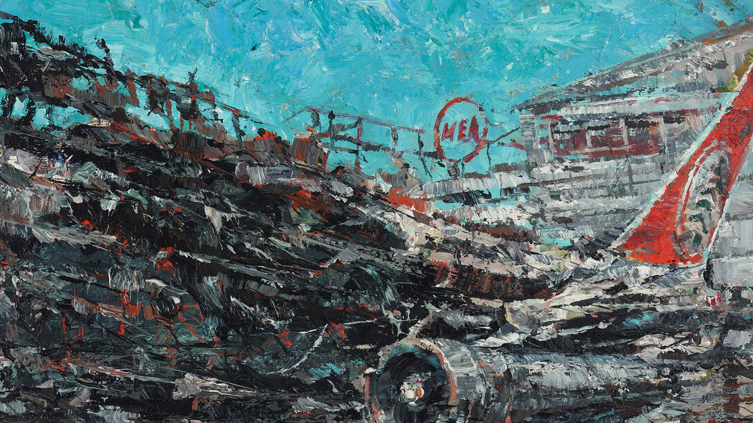 Ayman Baalbaki, The Middle East, 2014, Acrylic on Canvas, 31.5h x 47.2w in (80h x 120w cm) / Courtesy of Walid Siti and Taymour Grahne Gallery, New York, NY