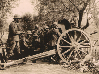 Soldati di artiglieria durante la Grande Guerra