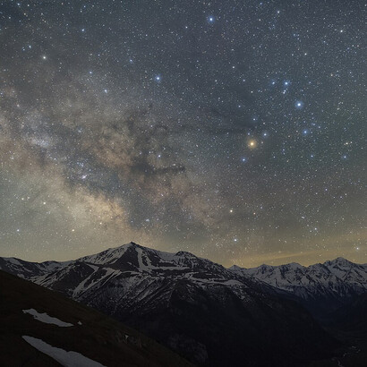 The Milky Way over the valley of the Marukha River, Arkhyz, Russiа