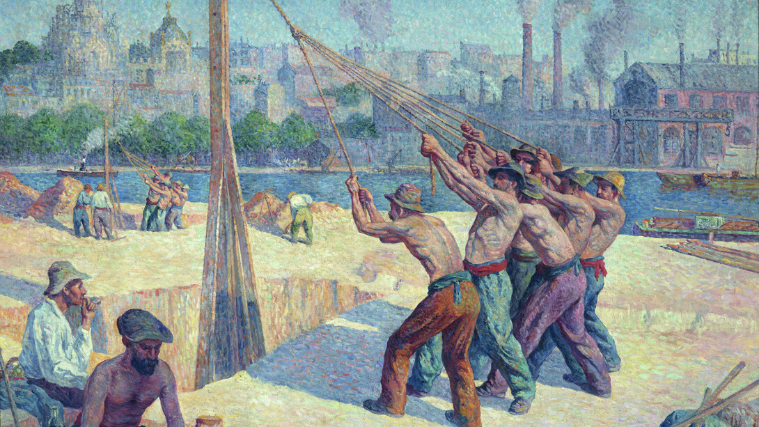 Maximilien Luce, Français, 1858 – 1941, Les Batteurs de pieux, 1902-03, Huile sur toile, 153 × 195 cm, Paris, musée d’Orsay, don de Frédéric Luce, fils de l’artiste 1948, Photo Erich Lessing / Art Resource, NY