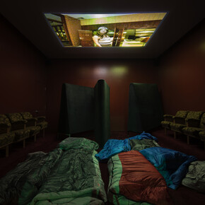 Installation view of Lizzie Fitch/Ryan Trecartin at Regen Projects, Los Angeles. Photo: Fredrik Nilsen. Courtesy Regen Projects, Los Angeles.