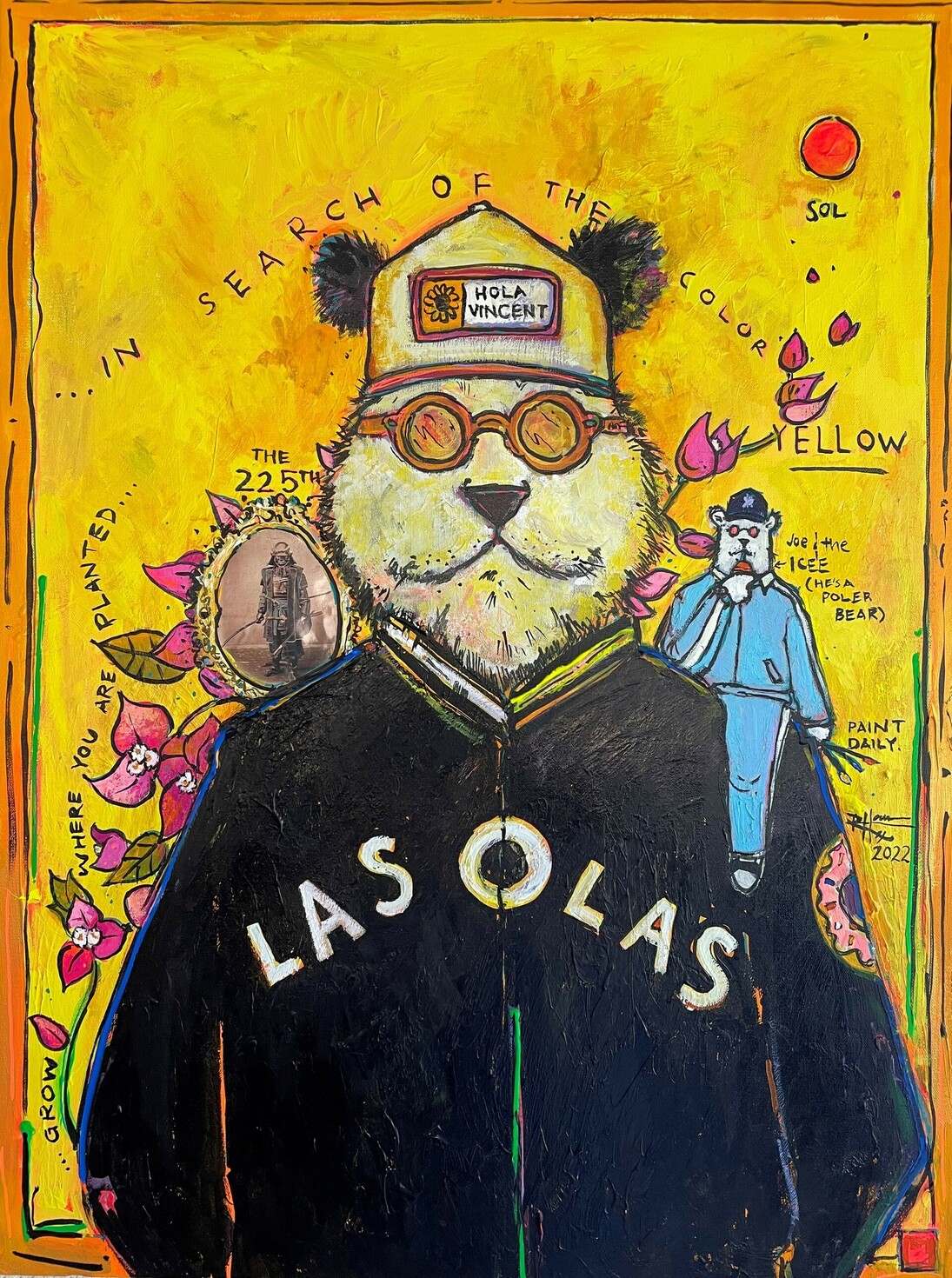 Rex Hausmann, In search of the color yellow | notes on Las Olas, mixed media on canvas, 40x30x2.50 in