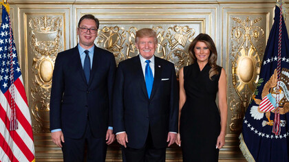 President Donald J. Trump and his wife, Melania, during the visit of Serbian President Aleksandar Vučić