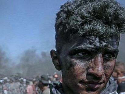 Palestino participante en protestas contra Israel