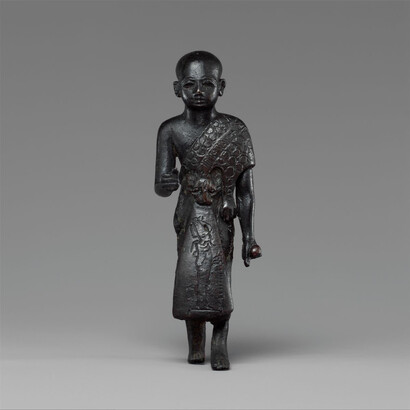 Period:Third Intermediate Period–Saite Period
Dynasty:Dynasty 25–early Dynasty 26
Date:ca. 712–650 B.C.
Geography:From Egypt
Medium:Leaded bronze
Dimensions:H. 8.6 × W. 3 × D. 3 cm (3 3/8 × 1 3/16 × 1 3/16 in.); H (with tenon): 9.3 cm (3 11/16 in.)