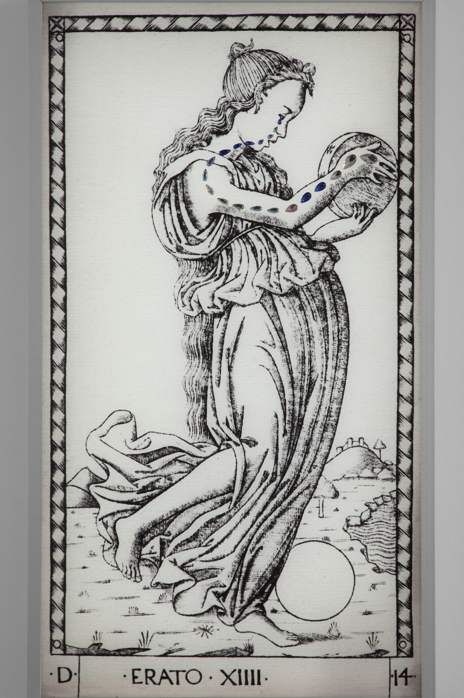 Francesco Vezzoli, Metamorfosi: The Crying Muses (After Mantegna's tarot cards), Erato,
2015,
LED light-boxes, rhinestones,
9 pieces, each 100 x 55 x 8 cm
