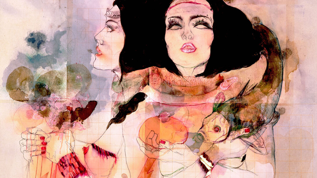 Elena Monzo, Abissi, 2016. Tecnica mista su tela, 150 x 100 cm. Courtesy of Gilda Contemporary Art