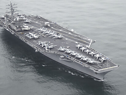 Aircraft carrier USS Nimitz (CVN 68) and Carrier Air Wing (CVW) 11 transit into San Diego before mooring at Naval Air Station North Island, gearing up for a 2009 Western Pacific Deployment