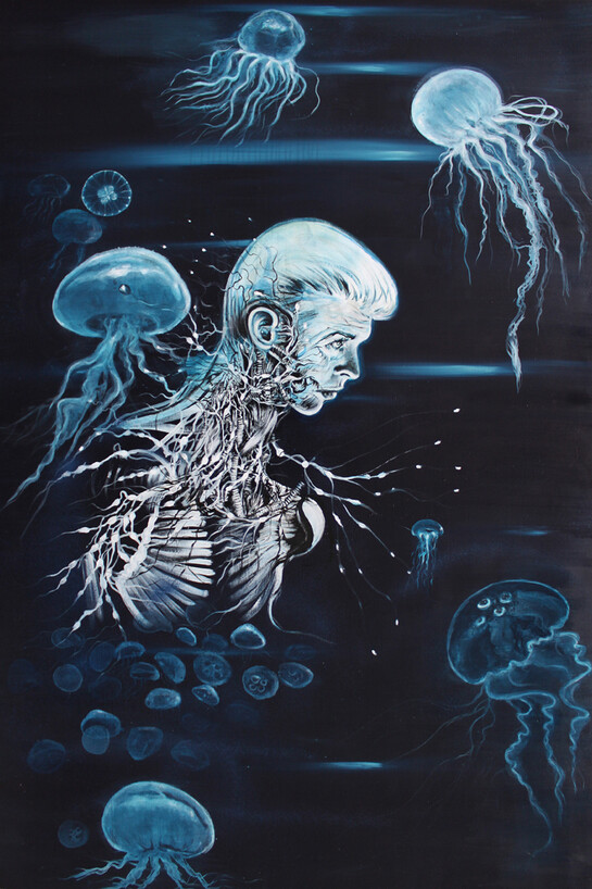 Study for Newton #4, acrylique sur toile, 210 x 142 cm (encadré), Courtesy Galerie Magda Danysz