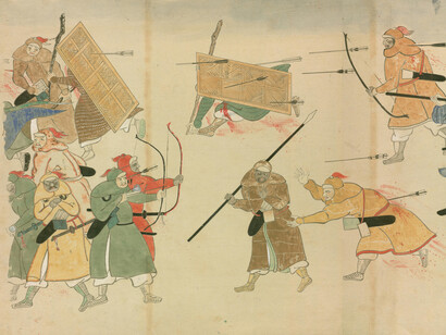 Detalle de La Batalla de Bun'ei (en la Batalla de Torikai-Gata, 1274)
