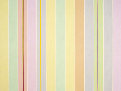 GENE DAVIS , Peeping Wall II, c. 1961 , Magna on canvas , 95 x 109 1/4 inches , 241.3 x 277.5 cm 
