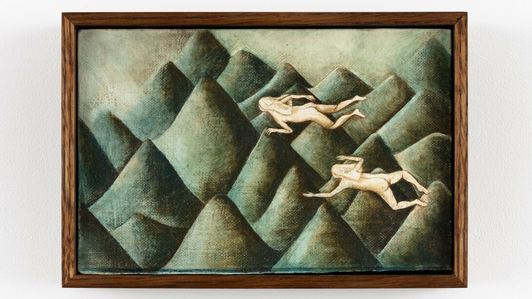 Cheri Smith, They Float, oil on book cover, 2024. Courtesy of the artist and Fortnight Institute, NY