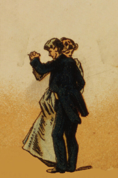 Fenaquistoscopio de Eadweard Muybridge, 1893 (detalle). El vals en América Latina vive una doble existencia: una versión ceremonial que conserva la elegancia de los salones y otra popular que se abre paso entre calles, voces e instrumentos locales