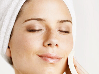 A mechanical exfoliation using an abrasive sponge