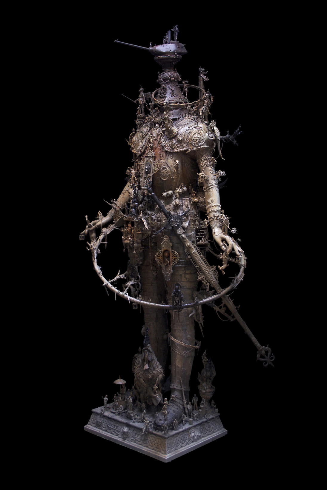 Kris Kuksi, Ferdinand von Howtizerhead, 2014, mixed media assemblage, 76 x 52 x 33 inches