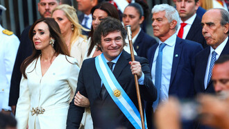 Argentina's President Javier Milei and Vice President Victoria Villarruel on the day of his inauguration, in Buenos Aires, Argentina December 10, 2023