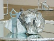 Ruth Claxton, Specular Spectacular (Cheryl, Jo, Joanne, Elinor, Claire, Anna), detail, 2013, steel, mirror, air drying clay, found ceramic figurine, mirrored blown glass, imitation silver leaf, dimensions variable