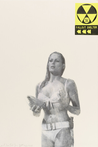 Colin Self, Fallout Shelter Series (Ursula Andress), 29/02/65, Burnished image, collage and pencil, 45 x 32 cm