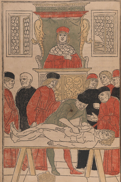  Lezione di Anatomia. Johannes de Ketham, Fasciculus medicinae, 
Venezia, Giovanni e Gregorio de’ Gregori, febbraio 1493/1494. Cortesía de la Fundación Giorgio Cini