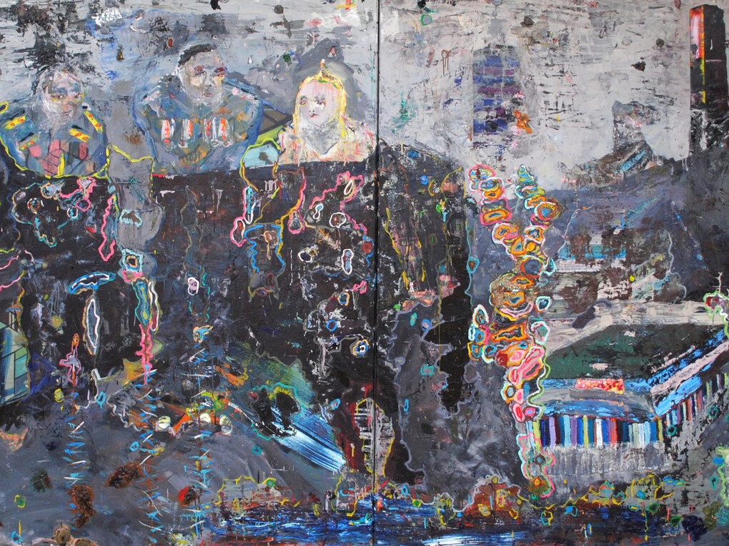 Thomas Brezing, Breathing my father in, diptych, oil on canvas, 200 x 400 cm