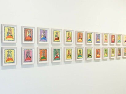 Frédéric Bruly Bouabré & Serge Attukwei Clottey, Exhibition view. Courtesy of Burning in Water