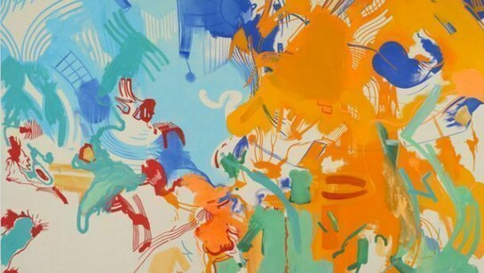 Sue Williams, The Serpent, 2013, Oil and acrylic on canvas, 54 x 64 inches (137.2 x 162.6 cm), Signed, title and date on verso. Courtesy 303 Gallery, New York