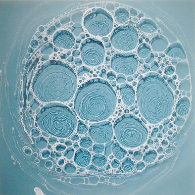 Carla Goldberg, Palm Spring Jacuzzi, 2014, ink, enamel, resin, acrylic on panel, 24 x 24 inches