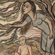 Eileen Cooper, Blessing, 2017, pastel and charcoal, 76.5 x 113cm, courtesy the artist