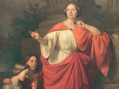 Jadwiga Łuszczewska, che usava lo pseudonimo Diotima, fingendosi l'antica veggente in un dipinto di Józef Simmler, 1855