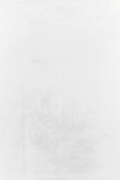 Manor Grunewald, Untitled (concrete #46), 2015, oil, acrylic, spray paint, and UV print on synthetic canvas with aluminum frame, 78 11/16 x 59 inches