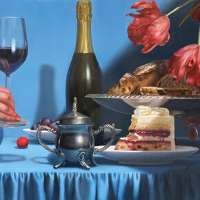 Kana Tsumura, Blue dining table Ⅰ, 2024. Per gentile concessione della Galleria DCG e dell'artista