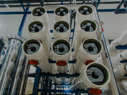 A reverse osmosis system used in a drinking water treatment plant