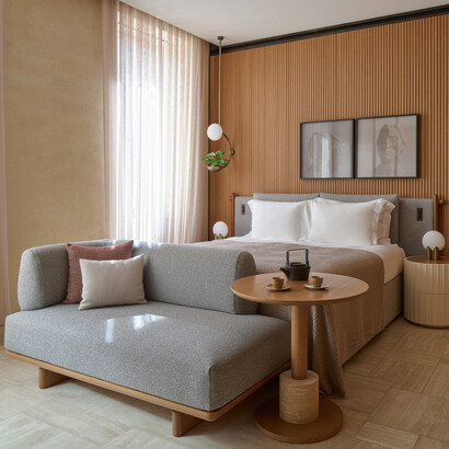Comfort is the immediate effect of the rooms, such as this superior deluxe room, at Six Senses Rome