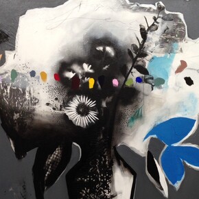 Emily FillerBlack and White and Rainbow Bouquet II, 2016mixed media on canvas122 x 122 cm, 48 1/8 x 48 1/8 in. Courtesy of Rebecca Hossack
