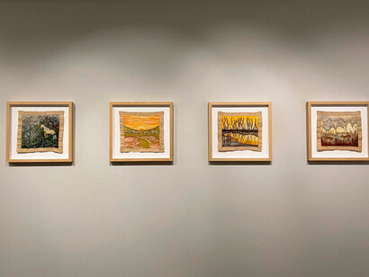 Beatriz Uribe Vélez, Puntada sin dedal, vista de exhibición. Cortesía de la La Balsa Arte 