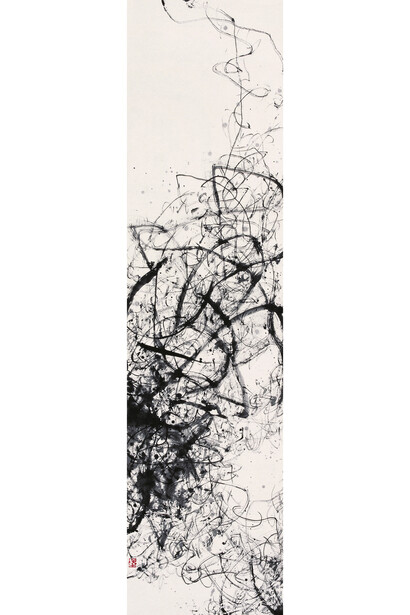 Wang Huangsheng, Clue No. 7, 6, 8 (detail), 2010, Ink on paper, Triptych, W 105 x H 140cm; 41 3/10 x 55 1/10 in. Each panel: W 35 x H 140 cm