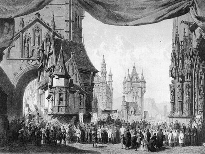 Acto I de la producción original de 1835, diseño de Charles Séchan, Léon Feuchère, Jules Dieterle y Edouard Desplechin