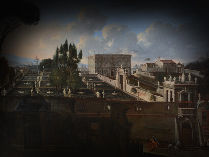 Matthias Withoos (attr.), Villa Aldobrandini, 1648 - 1659, óleo sobre lienzo, Museo de Roma, Roma