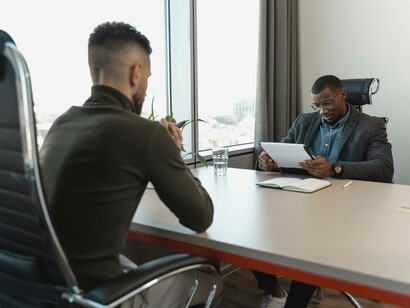 The human resources representative takes a thorough look at the candidate's CV