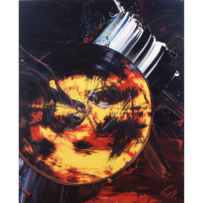 Kazuo Shiraga, Jogyozammi, 1975, Oil on canvas, 63 7/8 x 51 3/4 inches, 162.2 x 131.3 cm. © Estate of Kazuo Shiraga, Courtesy Fergus McCaffrey