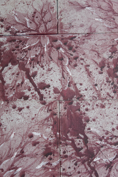 Imran Qureshi - Particular of the work on the roof of the Torre Grossa