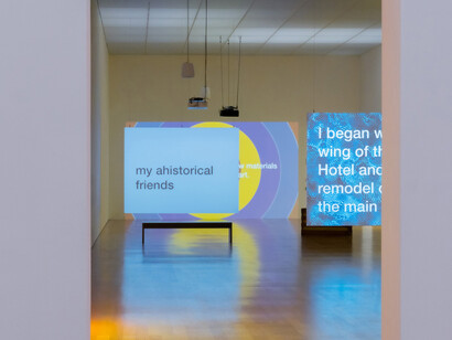 Tony Cokes, Let yourself be free, exhibition view. Courtesy of Kunstmuseum Liechtenstein with Hilti Art Foundation