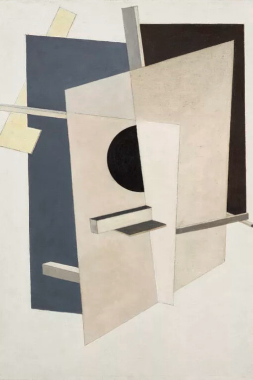 El Lissitzky, Proun 6, c. 1920. Oil on canvas. Kulturstiftung Sachsen-Anhalt - Kunstmuseum Moritzburg Halle (Saale, Germany), MOI00322. Photograph by Punctum/Bertram Kober