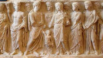 Frammento di sarcofago romano con scena di matrimonio, 150-200 d.C.