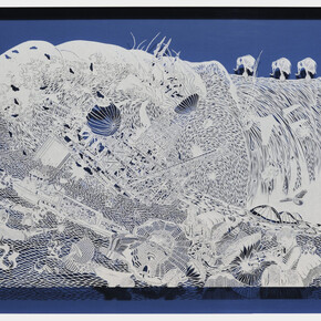 Bovey Lee,
Tsunami-Oblivious, 2009.
Chinese rice paper,
34 3/4 x 45 3/4 x 3 inches. Courtesy of the artist and Rena Bransten Gallery