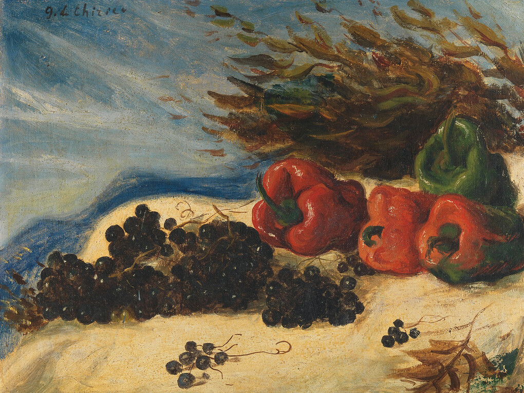 Giorgio De Chirico  (Volos, Tessaglia 1888-Roma 1978) Natura morta, 1930 circa olio su tela. Firenze, Galleria d'arte moderna di Palazzo Pitti